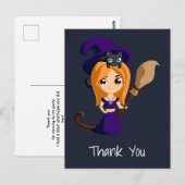 Lieve Heks in Paarse Hoed Feest Dank Je Briefkaart (Voorkant / Achterkant)