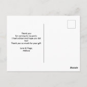 Lieve Heks in Paarse Hoed Feestje Bedankt Briefkaart (Achterkant)