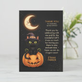 Lieve Heks Kat en Pompoen Verjaardag Bedankkaart (Staand voorkant)