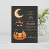 Lieve Heks Kat en Pompoen Verjaardag Kaart (Staand voorkant)