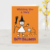 Lieve heks meisje kinderen Halloween kaart (Gele Bloem)