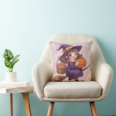 Lieve Heks met Pompoen Halloween Kussen (Stoel)