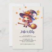 Lieve heks vliegend met bezem, Halloween Kaart (Voorkant)