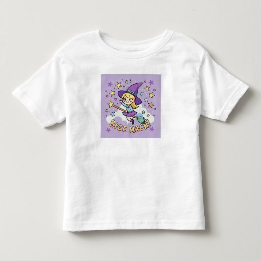 Lieve Heks Vliegend op Bezem Halloween Vector Kinder Shirts (Voorkant)