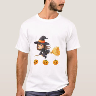 Lieve Heks Vliegt op Bezem Gelukkig Halloween T-shirt