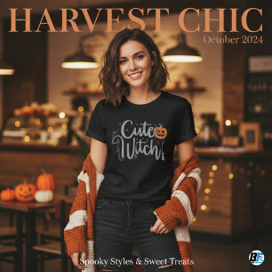 Lieve Heks Zwart en Wit Dames Halloween  T-shirt