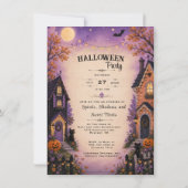 Lieve Heks & Zwarte Kat Halloween Feest | Kaart (Achterkant)