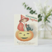 Lieve Heks Zwarte Kat Jack O Lantern Briefkaart (Staand voorkant)