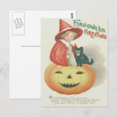 Lieve Heks Zwarte Kat Jack O Lantern Briefkaart (Voorkant / Achterkant)