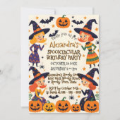 Lieve Heksen & Pompoenveld Halloween Verjaardag Kaart (Voorkant)