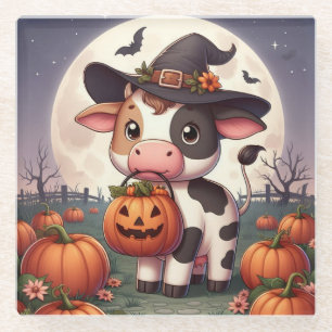 Lieve heksenkalkoen voor Halloween Glazen Onderzetter
