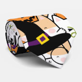 Lieve Heksenkat met Pompoen Halloween Stropdas (Opgerold)