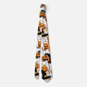 Lieve Heksenkat met Pompoen Halloween Stropdas (Achterkant)