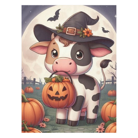 Lieve heksenkoe met Halloween Tafelkleed (Voorkant)