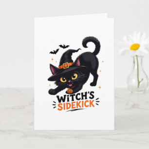 Lieve Heksennep Zwart Kat Halloween Kaart
