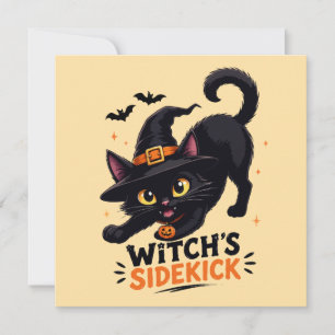 Lieve Heksennep Zwart Kat Halloween Kaart