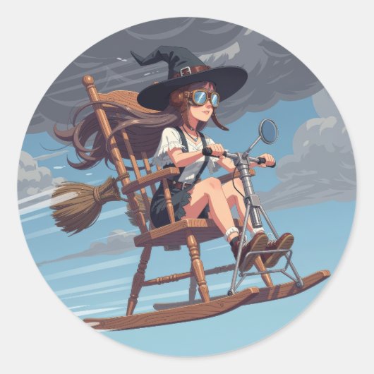 Lieve Heksenpiloot Ronde Sticker (Voorkant)