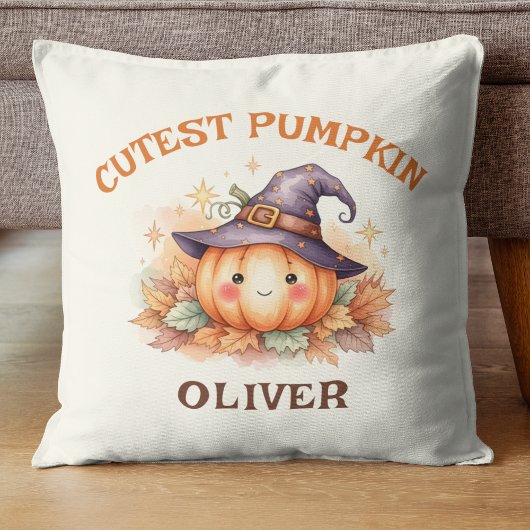 Lieve Heksenpompoen met Herfstbladeren Kussen
