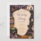 Lieve Hekserige Halloween Feest Kaart (Voorkant)