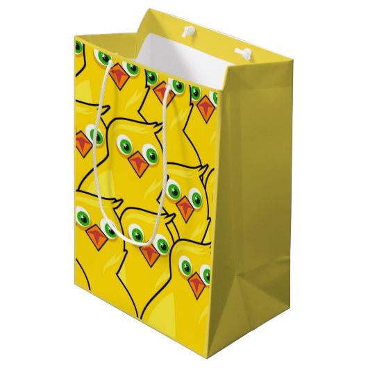 Lieve heldergele paaskikkers medium cadeauzakje (Voorkant Gekanteld)