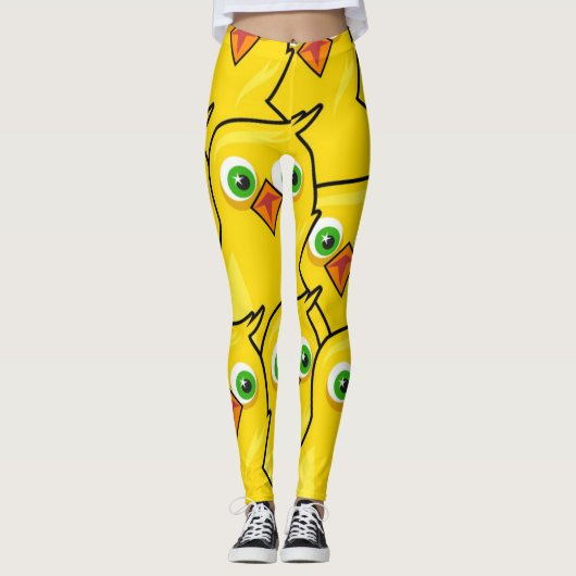 Lieve Heldergele paaskippen Leggings (Voorkant)