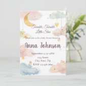 Lieve Hemelse Baby Shower Uitnodiging | Aquarel (Staand voorkant)