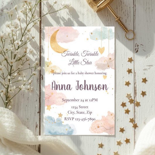 Lieve Hemelse Baby Shower Uitnodiging | Aquarel