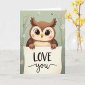 Lieve Herfst-uil Liefde Kaart (Gele Bloem)