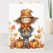 Lieve herfstschrikkendrager met pompoen en bladere kaart (Voorkant)