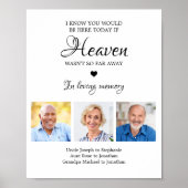 Lieve Herinnering 3 Foto Collage Herdenking Huweli Poster (Voorkant)