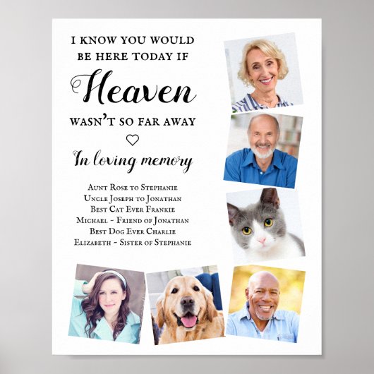 Lieve Herinnering 6 Foto Hemel Huwelijk Herdenking Poster (Voorkant)