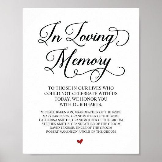 Lieve herinnering in onze hart-herdenkingstafel bo poster (Voorkant)