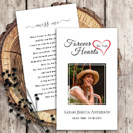 Lieve herinneringsgebedskaart met foto visitekaartje