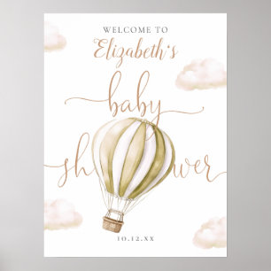 Lieve hete luchtballon baby shower welkomstbord poster