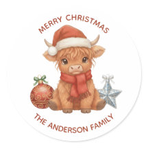 Lieve Highland Koe Kerstmis Aangepaste Familienaam