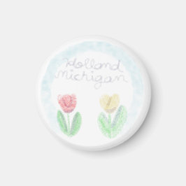 Lieve Holland Michigan Tulpen in Waterverf Magneet