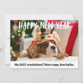 Lieve Hond Grappig Huisdier Gelukkig Nieuwjaar Fot Feestdagenkaart