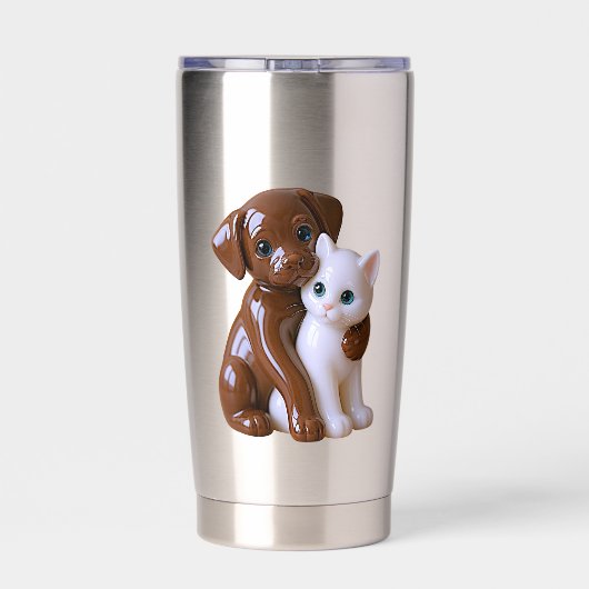 Lieve Hond Kat Gezelschap Geïsoleerde Drinkbeker (Achterkant)