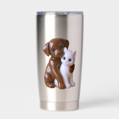 Lieve Hond Kat Gezelschap Geïsoleerde Drinkbeker (Voorkant)