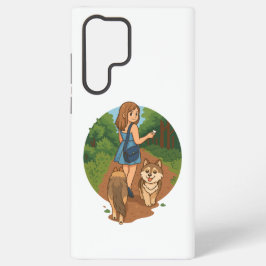 Lieve Hond Moeder Loopt met Puppies door het Bos P Samsung Galaxy Hoesje