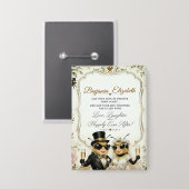 Lieve honingbijen, elegante bloemachtige bruiloft button (Voorkant / Achterkant)