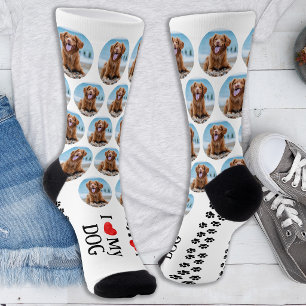 Lieve huisdierhond gepersonaliseerde pootafdrukken sokken