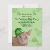 Lieve Ierse kat St. Patrick's Day-feestuitnodiging Kaart (Voorkant)