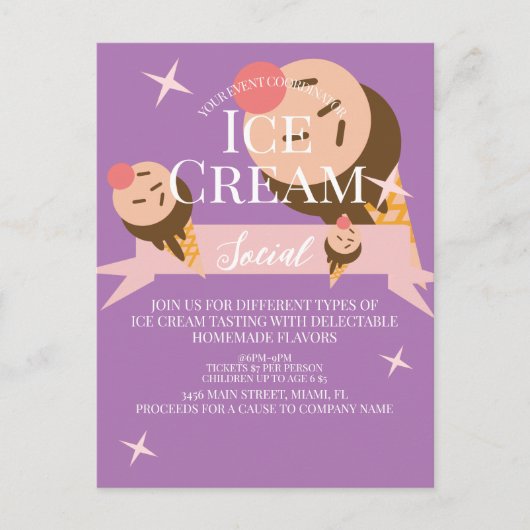 Lieve Ijsjes Sociale Flyer Uitnodiging Paars (Voorkant)