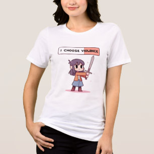 Lieve "Ik Kies voor Geweld" Pixel Art Meisje met Z Tri-Blend Shirt