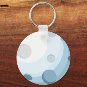 Lieve Illustratie van Blauwe Maan in de Ruimte Sleutelhanger