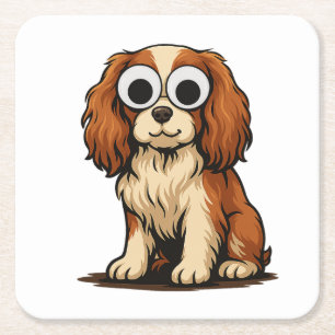 Lieve illustratie van een puppy met grote ogen kartonnen onderzetters