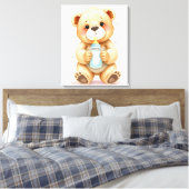 Lieve illustratie van een teddybeer in watercolor  canvas afdruk (Insitu (Slaapkamer))