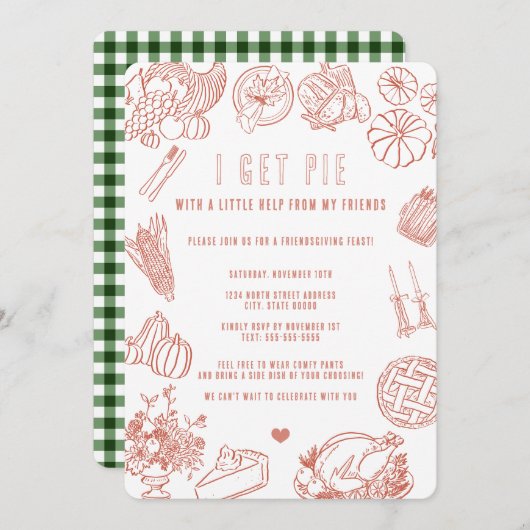 Lieve, informele vrienden-dankdag diner viering kaart (Voorkant / Achterkant)