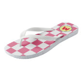 Lieve initialen Geruite roze en witte Teenslippers (Schuin)